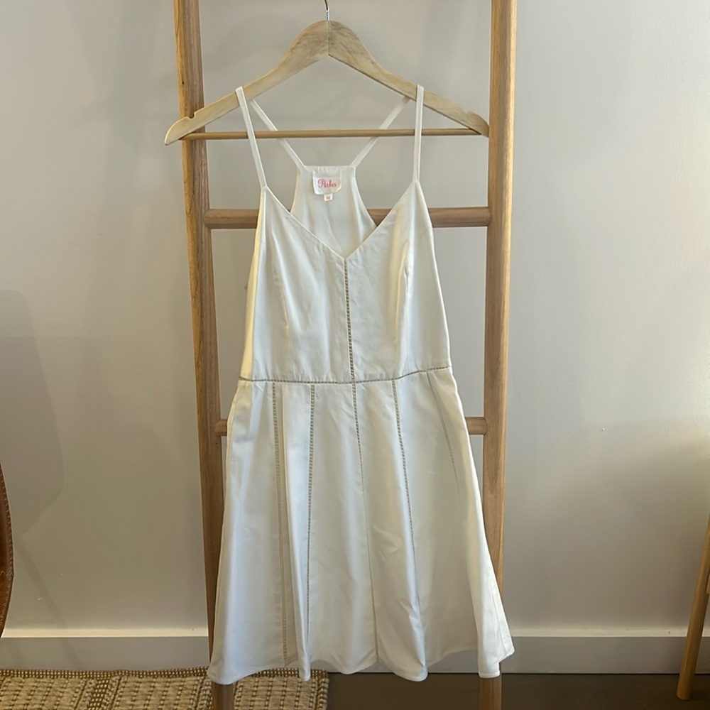 Parker White Cotton Blend Dress